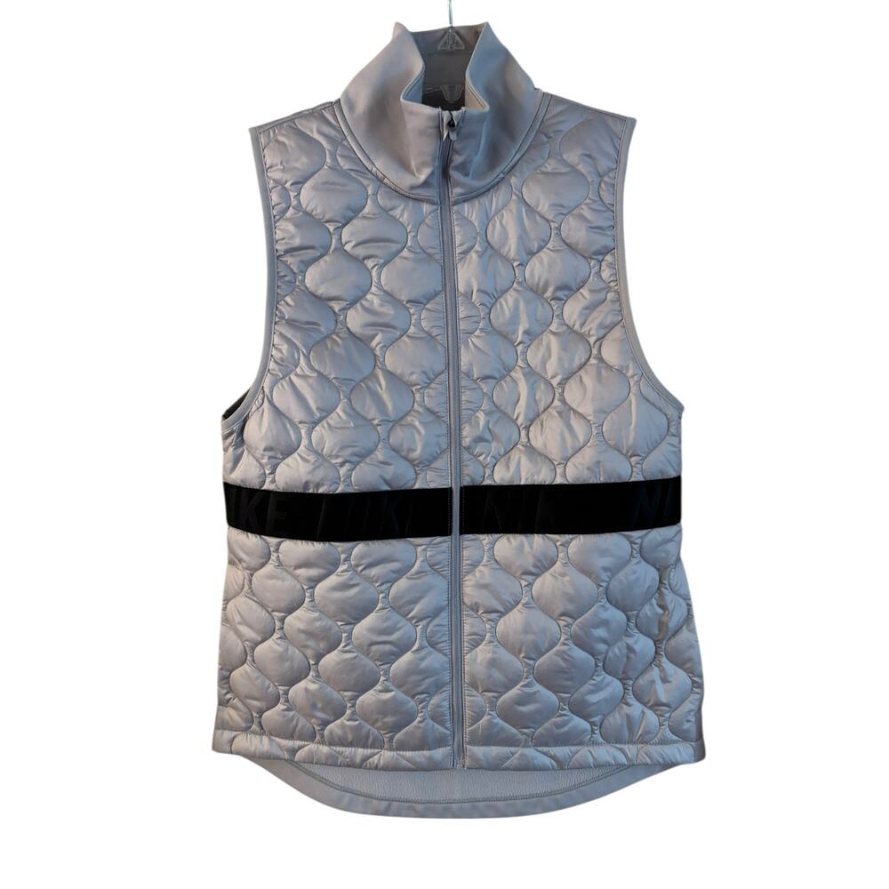 Nike Womens Size S Gray Aerolayer Running Sleeveless Full Zip Puffer Vest